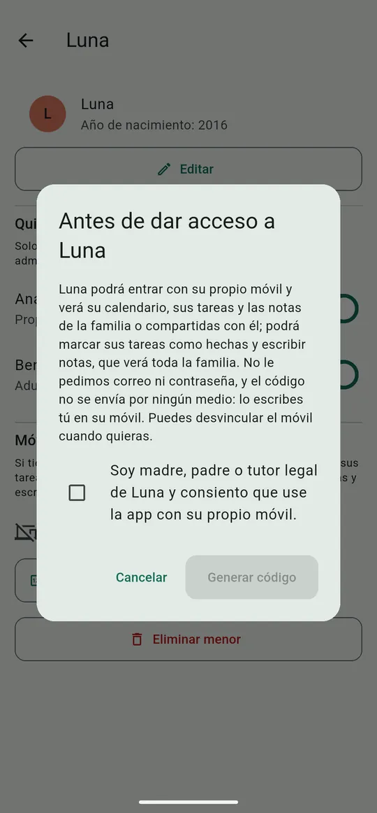 Aviso previo a dar acceso a un menor: qué verá y qué podrá hacer, y la declaración de madre, padre o tutor legal